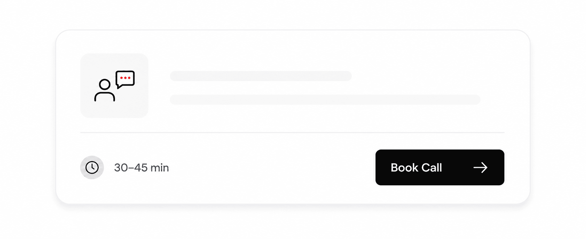 Intro call scheduling card with a 30–45 minute slot